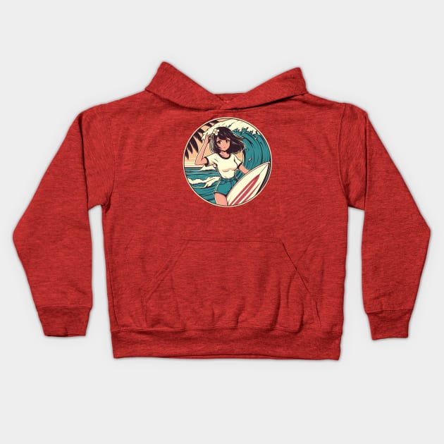 Hawaii Surfer Girl Kids Hoodie by MightyBiscuit